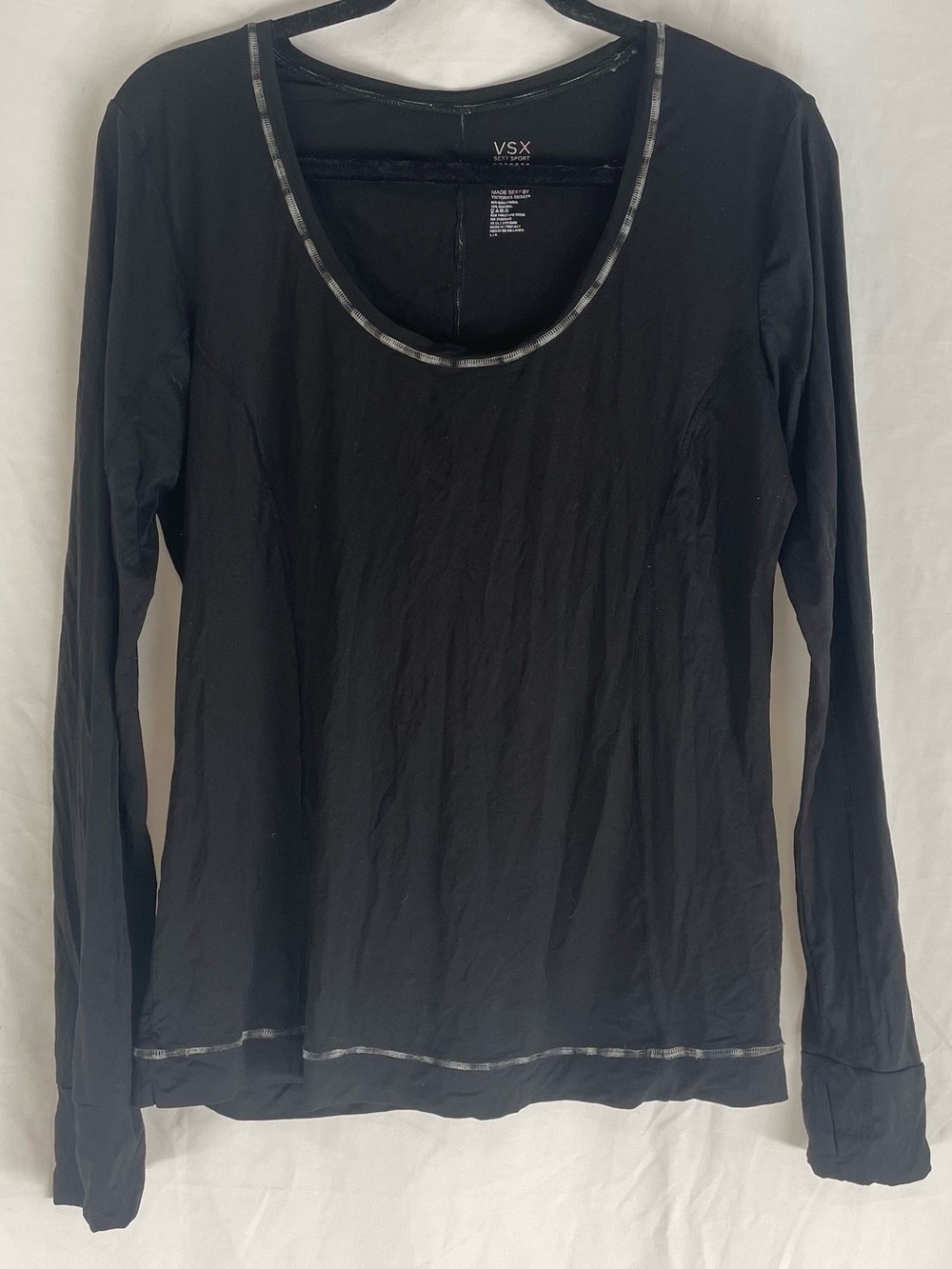 VSX Black Long Sleeve Scoop Neck Top with Trim- Women’s L